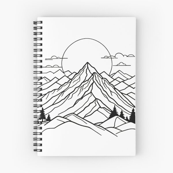 Item preview, Continuous Line Mountain Range with Sun Bold Outline Minimal – Minimalist nature gift designed and sold by michallechowicz.