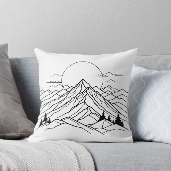 Item preview, Continuous Line Mountain Range with Sun Bold Outline Minimal – Minimalist nature gift designed and sold by michallechowicz.