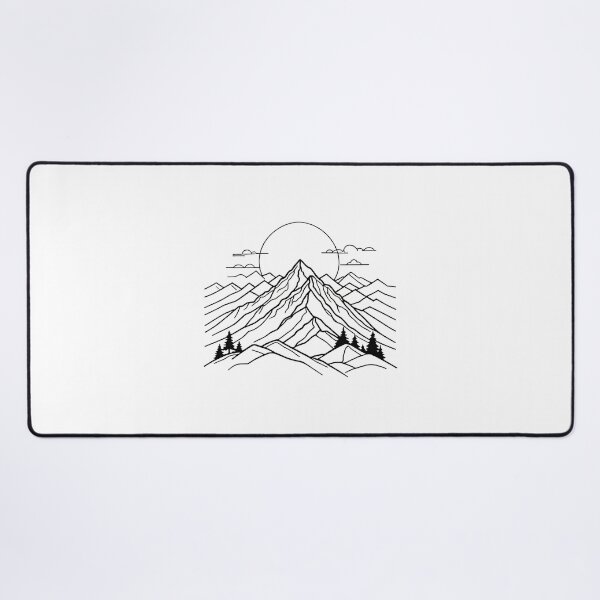 Item preview, Continuous Line Mountain Range with Sun Bold Outline Minimal – Minimalist nature gift designed and sold by michallechowicz.