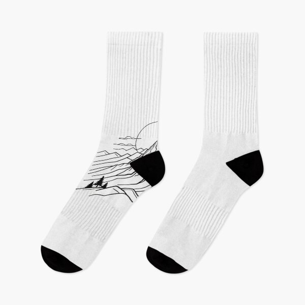 Item preview, Continuous Line Mountain Range with Sun Bold Outline Minimal – Minimalist nature gift designed and sold by michallechowicz.