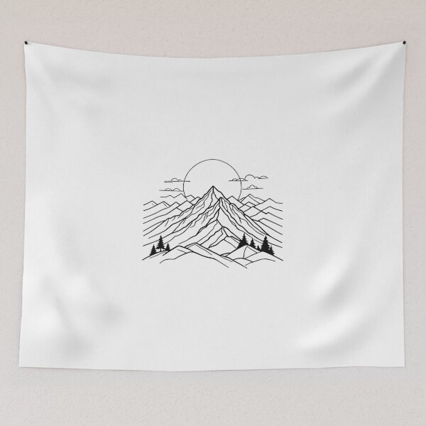 Item preview, Continuous Line Mountain Range with Sun Bold Outline Minimal – Minimalist nature gift designed and sold by michallechowicz.