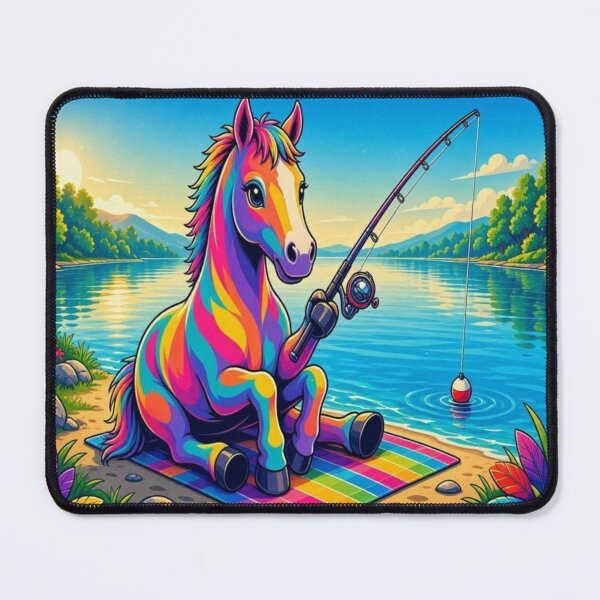 Item preview, Tugy the Rainbow Horse Fishing by the Lake designed and sold by Breezes-of-Ida.