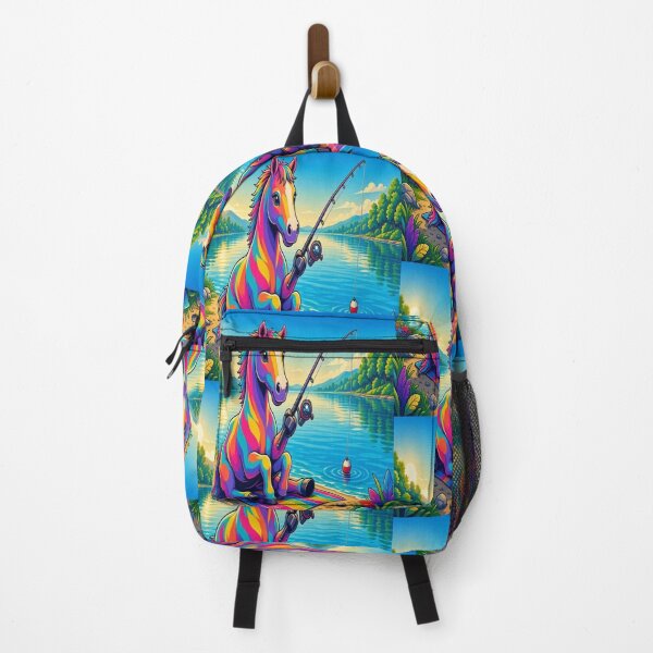 Item preview, Tugy the Rainbow Horse Fishing by the Lake designed and sold by Breezes-of-Ida.