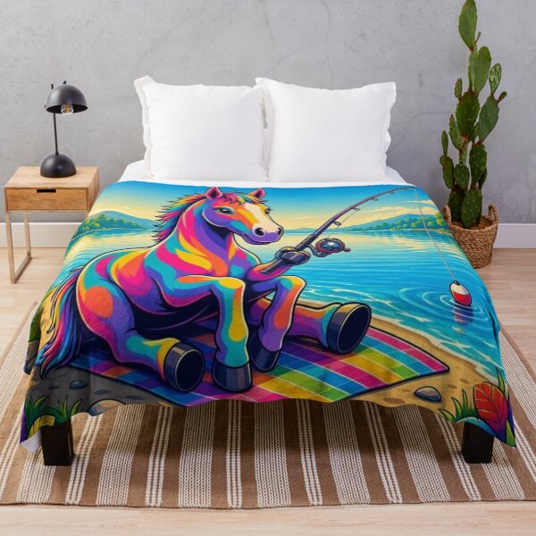Item preview, Tugy the Rainbow Horse Fishing by the Lake designed and sold by Breezes-of-Ida.