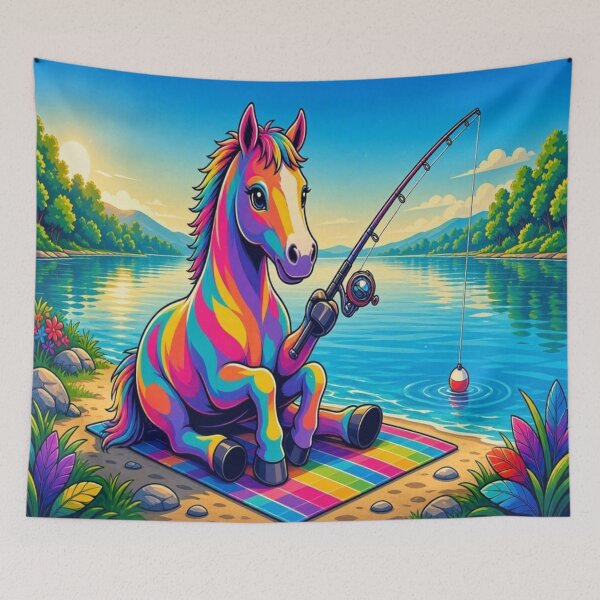 Item preview, Tugy the Rainbow Horse Fishing by the Lake designed and sold by Breezes-of-Ida.