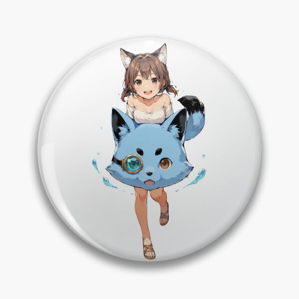 Item preview, Anime Fox Girl Kemonomimi Cute Blue Fox Companion Art designed and sold by HelloCal.