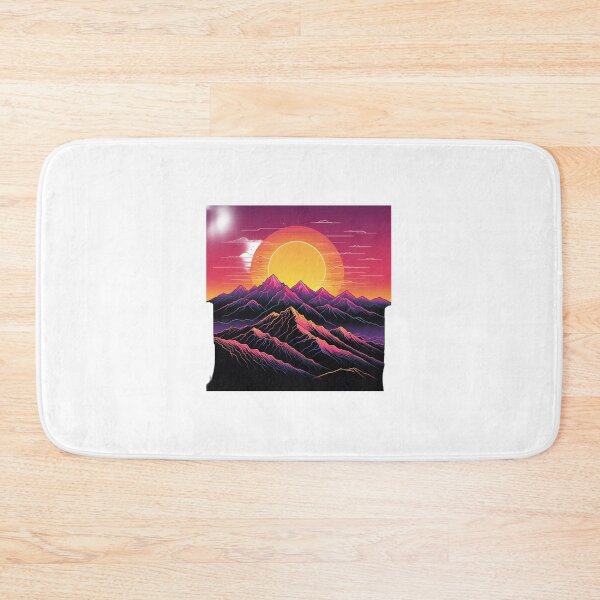 Item preview, Continuous Line Mountain Range with Sun 80s Synthwave Style – Minimalist nature gift designed and sold by michallechowicz.