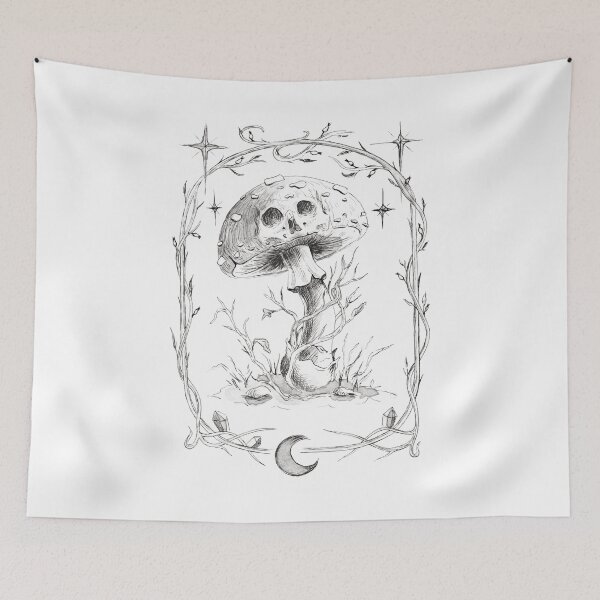 Item preview, Skull Mushroom Dark Botanical Art, Hidden Skull Amanita Illustration, Memento Mori Gothic Cottagecore designed and sold by simh.