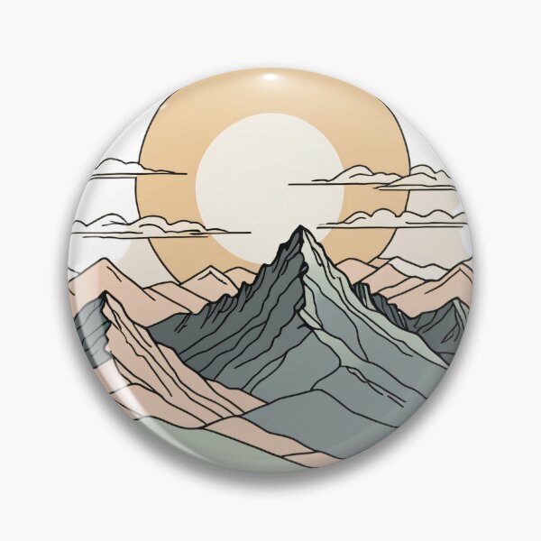 Item preview, Continuous Line Mountain Range with Sun Soft Pastel Style – Minimalist nature gift designed and sold by michallechowicz.