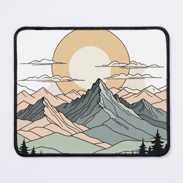 Item preview, Continuous Line Mountain Range with Sun Soft Pastel Style – Minimalist nature gift designed and sold by michallechowicz.