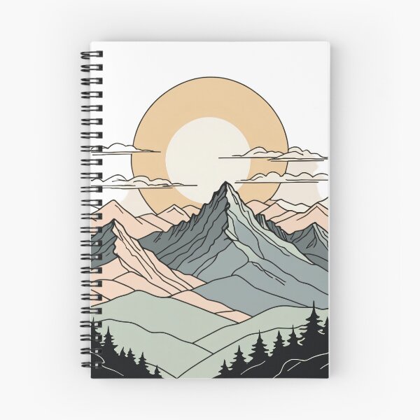 Item preview, Continuous Line Mountain Range with Sun Soft Pastel Style – Minimalist nature gift designed and sold by michallechowicz.