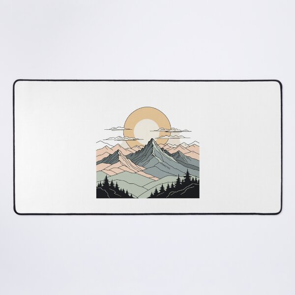 Item preview, Continuous Line Mountain Range with Sun Soft Pastel Style – Minimalist nature gift designed and sold by michallechowicz.