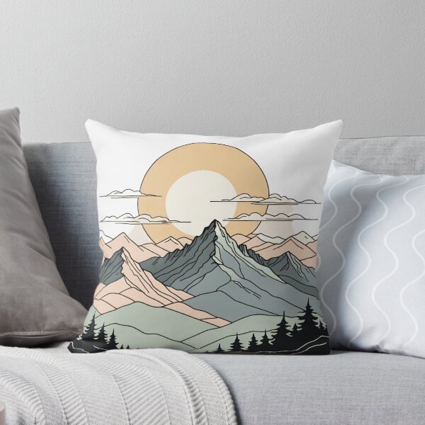 Item preview, Continuous Line Mountain Range with Sun Soft Pastel Style – Minimalist nature gift designed and sold by michallechowicz.