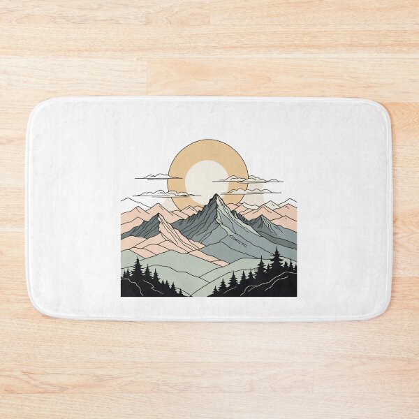 Item preview, Continuous Line Mountain Range with Sun Soft Pastel Style – Minimalist nature gift designed and sold by michallechowicz.