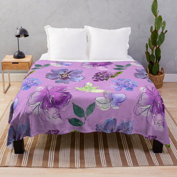 Item preview, Blue And Violet Floral Pattern On Pastel Lilac designed and sold by DEC02.