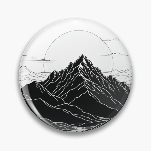 Item preview, Continuous Line Mountain Range with Sun Black and White Ink Style – Minimalist nature gift designed and sold by michallechowicz.