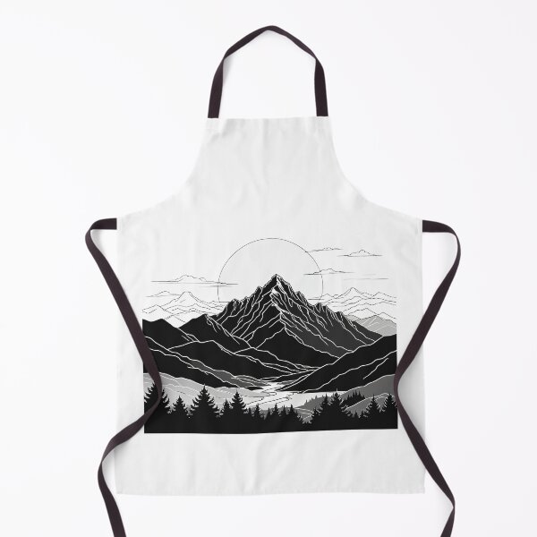 Item preview, Continuous Line Mountain Range with Sun Black and White Ink Style – Minimalist nature gift designed and sold by michallechowicz.