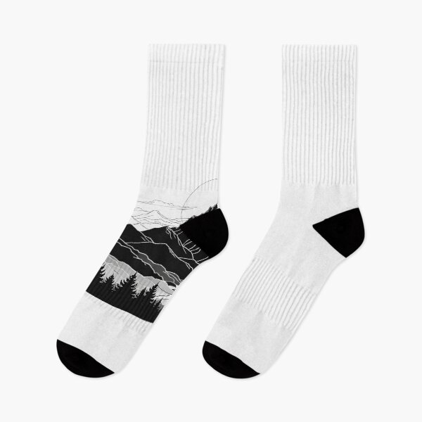 Item preview, Continuous Line Mountain Range with Sun Black and White Ink Style – Minimalist nature gift designed and sold by michallechowicz.