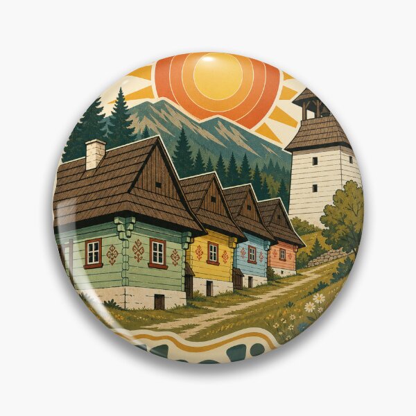 Item preview, Vlkolinec Slovakia Travel Souvenir - Retro Illustration designed and sold by VisualArtsOasis.