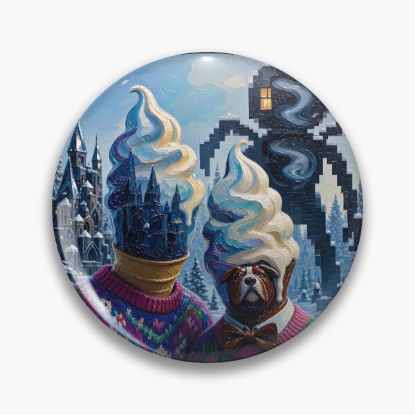 Item preview, Soft Serve Ice Cream Head Bulldog Winter Castle Surreal Art designed and sold by LujziWorld.