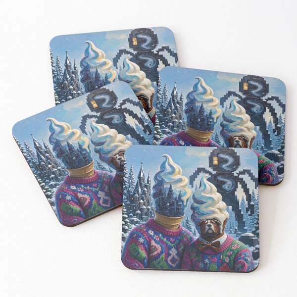 Item preview, Soft Serve Ice Cream Head Bulldog Winter Castle Surreal Art designed and sold by LujziWorld.