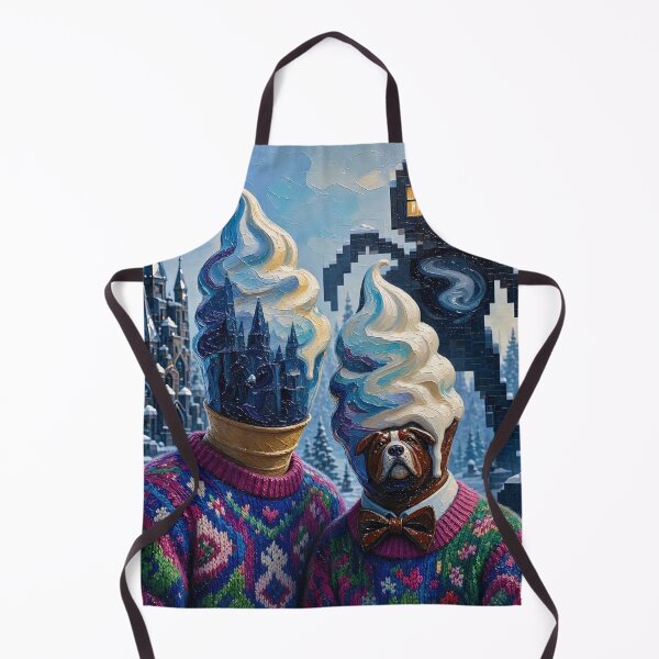 Item preview, Soft Serve Ice Cream Head Bulldog Winter Castle Surreal Art designed and sold by LujziWorld.