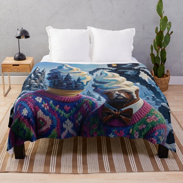 Item preview, Soft Serve Ice Cream Head Bulldog Winter Castle Surreal Art designed and sold by LujziWorld.