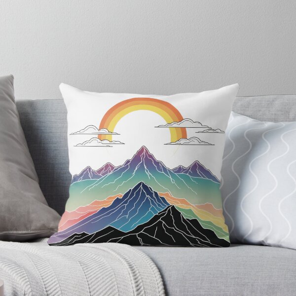 Item preview, Continuous Line Mountain Range with Sun Holographic Rainbow Style – Minimalist nature gift designed and sold by michallechowicz.