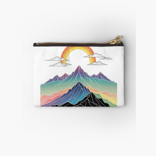 Item preview, Continuous Line Mountain Range with Sun Holographic Rainbow Style – Minimalist nature gift designed and sold by michallechowicz.