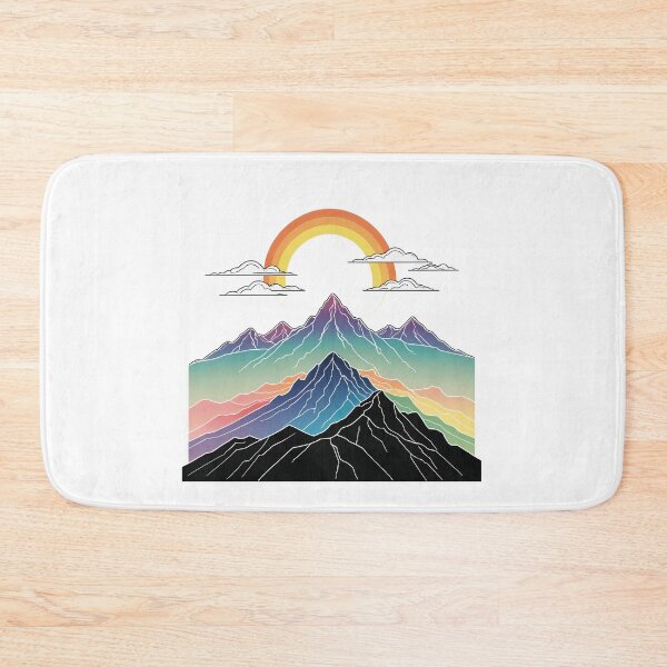 Item preview, Continuous Line Mountain Range with Sun Holographic Rainbow Style – Minimalist nature gift designed and sold by michallechowicz.