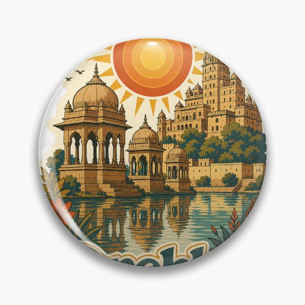 Item preview, Orchha India Travel Souvenir - Retro Illustration designed and sold by VisualArtsOasis.