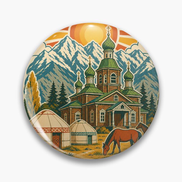 Item preview, Karakol Kyrgyzstan Travel Souvenir - Retro Illustration designed and sold by VisualArtsOasis.