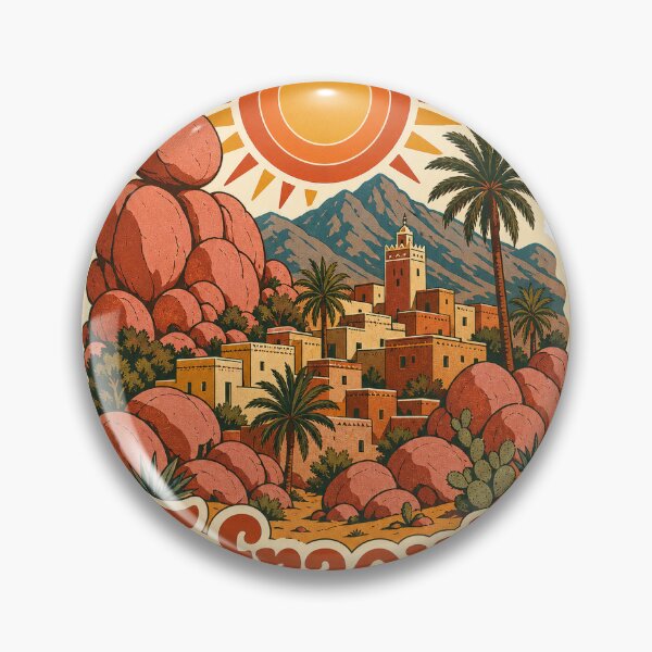 Item preview, Tafraoute Morocco Travel Souvenir - Retro Illustration designed and sold by VisualArtsOasis.