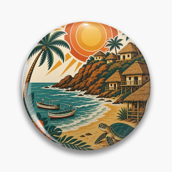 Item preview, Mazunte Mexico Travel Souvenir - Retro Illustration designed and sold by VisualArtsOasis.