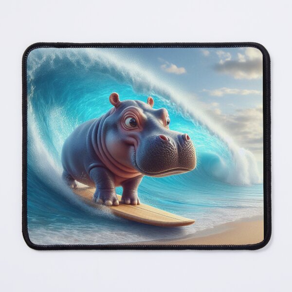 Item preview, Hippopotamus surfing at The beach designed and sold by JALNERVION SHOP.