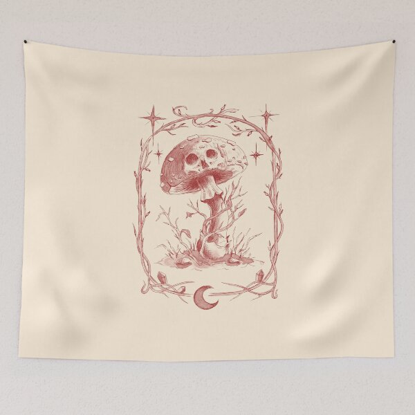 Item preview, Vintage Skull Mushroom Art, Sepia Botanical Amanita Illustration, Cottagecore Gothic Memento Mori designed and sold by simh.