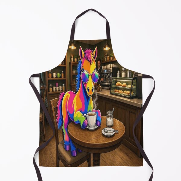 Item preview, Tugy the Rainbow Horse Having Coffee at a Cafe designed and sold by Breezes-of-Ida.