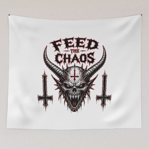 Item preview, Feed the Chaos – Demonic Skull Heavy Metal Horror designed and sold by TechneCo.