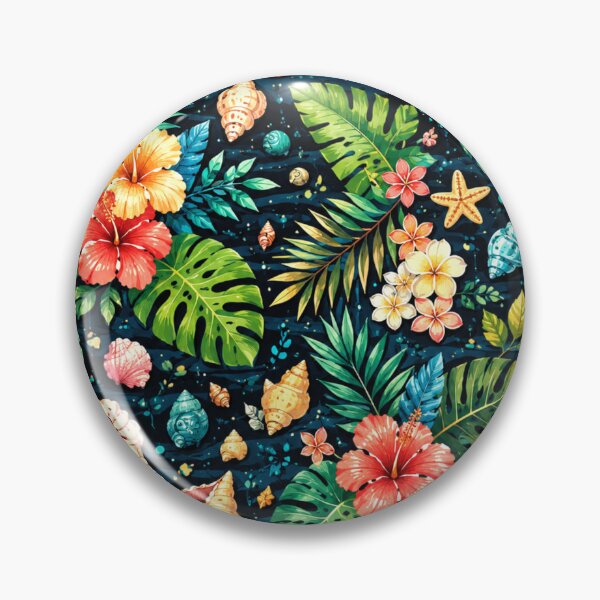 Item preview, Tropical Hyacinth Flowers, Palm Leaves and Shells Pattern designed and sold by DEC02.
