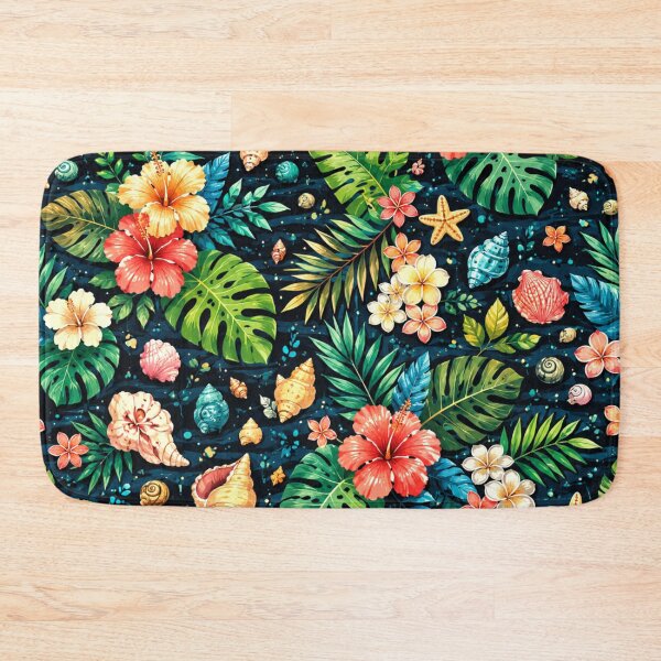 Item preview, Tropical Hyacinth Flowers, Palm Leaves and Shells Pattern designed and sold by DEC02.