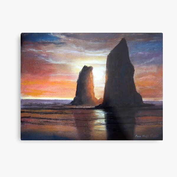 The Needles, Cannon Beach Oregon Pastel Metal Print