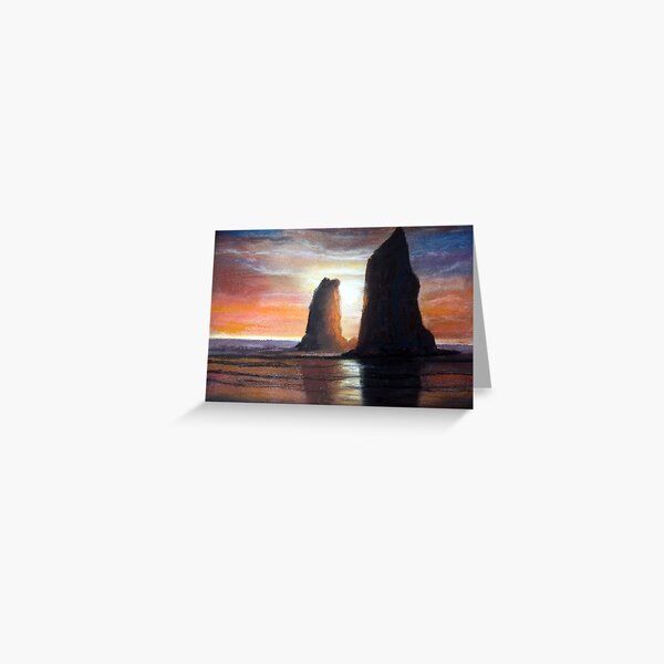 The Needles, Cannon Beach Oregon Pastel Greeting Card