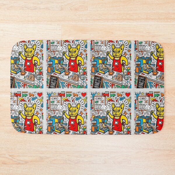 Item preview, French Bulldog Barista Pop Art - Funny Coffee Lover Design designed and sold by PictoVibe.