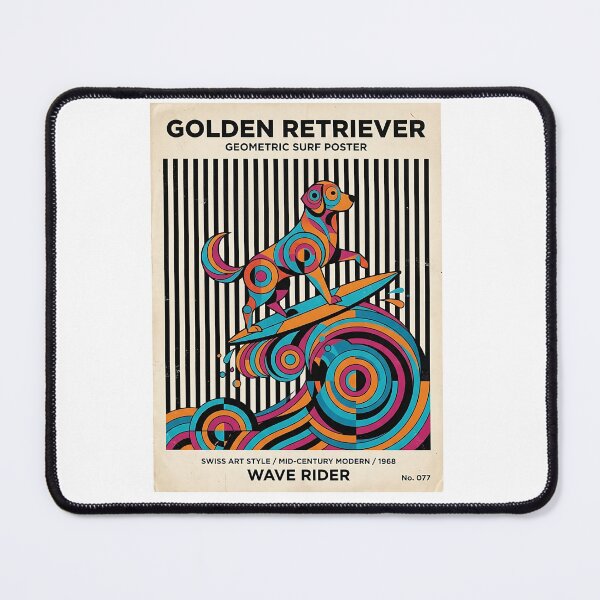 Item preview, Golden Retriever Surfer - Mid-Century Modern Beach Poster designed and sold by PictoVibe.