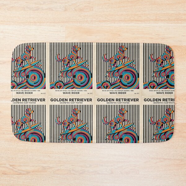 Item preview, Golden Retriever Surfer - Mid-Century Modern Beach Poster designed and sold by PictoVibe.