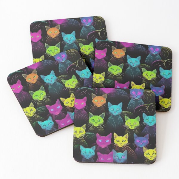 Item preview, Neon Cat heads pattern designed and sold by JALNERVION SHOP.