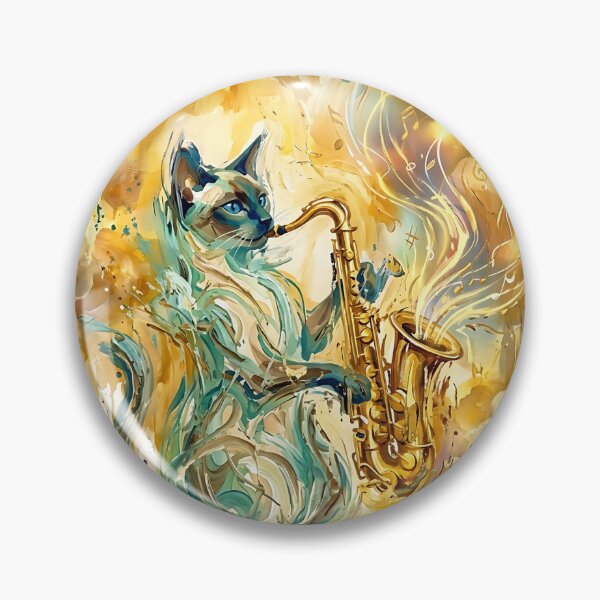 Item preview, Siamese Cat Saxophonist - Abstract Jazz Art designed and sold by PictoVibe.