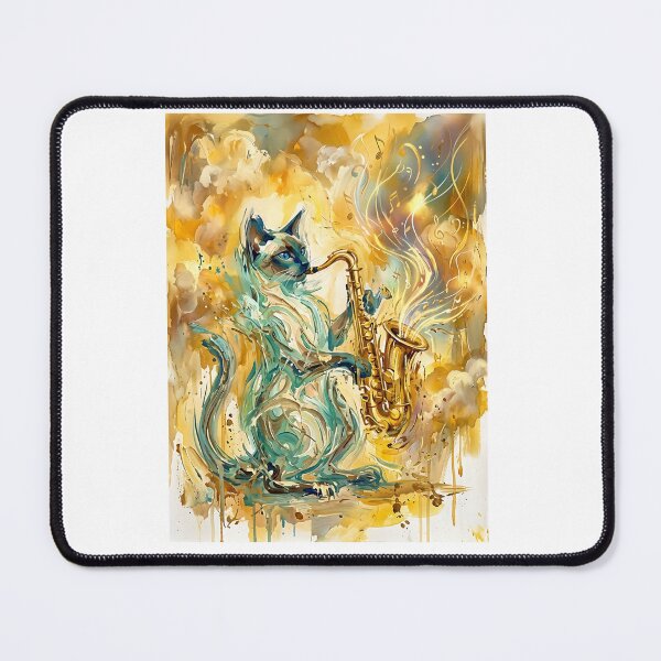 Item preview, Siamese Cat Saxophonist - Abstract Jazz Art designed and sold by PictoVibe.
