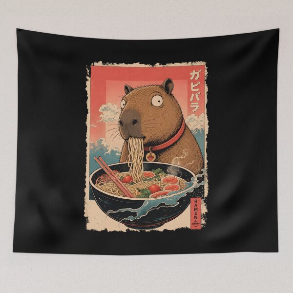 Item preview, Ramen Noodles Capybara Japan Y2K Kawaii Retro Manga Anime Funny designed and sold by wingstar.