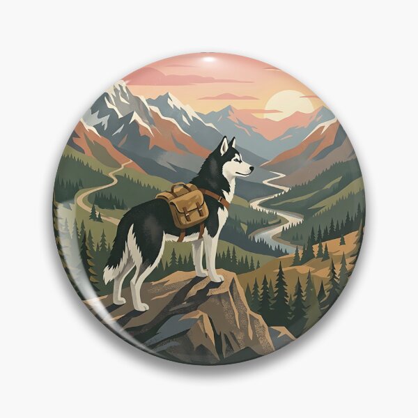 Item preview, Husky Mountain Hiker - Vintage Travel Poster designed and sold by PictoVibe.
